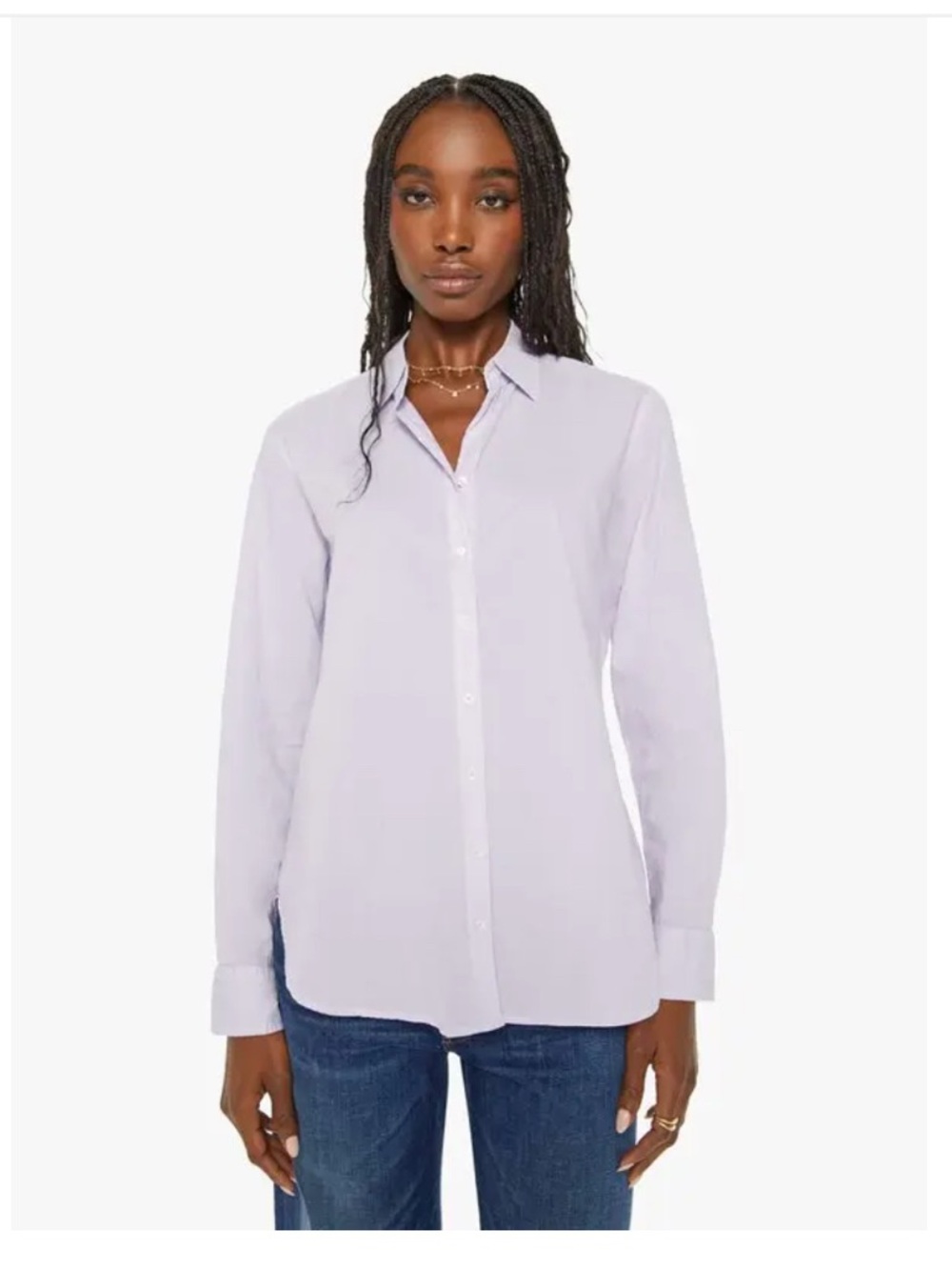 Xirena Beau 100% Cotton Button Up Blouse in Very Light Lilac Lavender